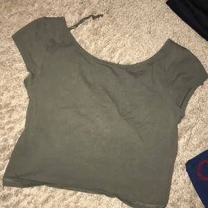 AEO olive twist back crop top